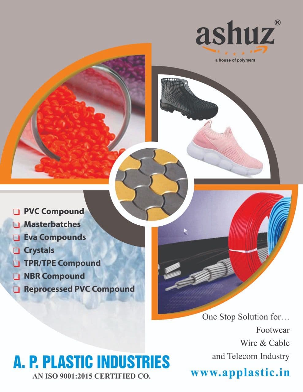 Ashuz catalogue cover for A.P. Plastic Industries polymer compounds