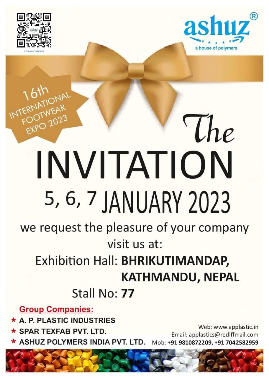 Ashuz invitation for the 16th International Footwear Expo 2023 in Kathmandu Nepal