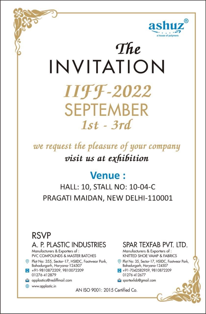 Ashuz formal invitation for IIFF 2022 at Pragati Maidan New Delhi