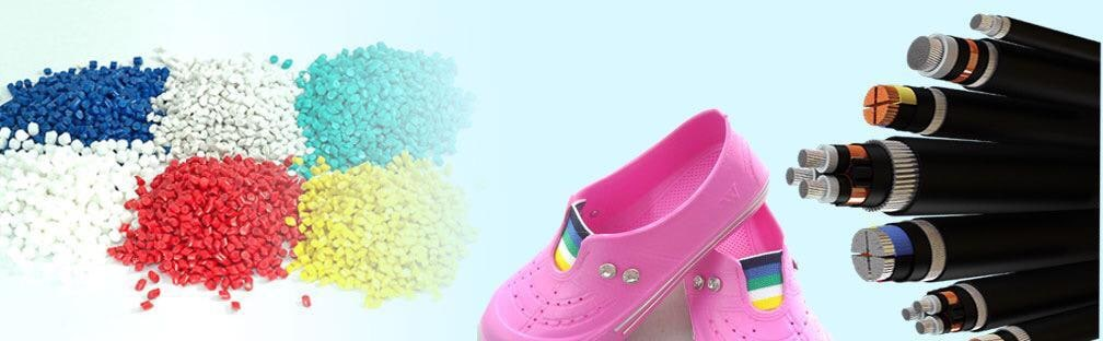 Pink EVA footwear sample with polymer compounds and cable application visuals