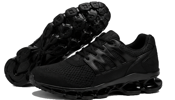 Black sports shoe shown as a rPVC Compound footwear application