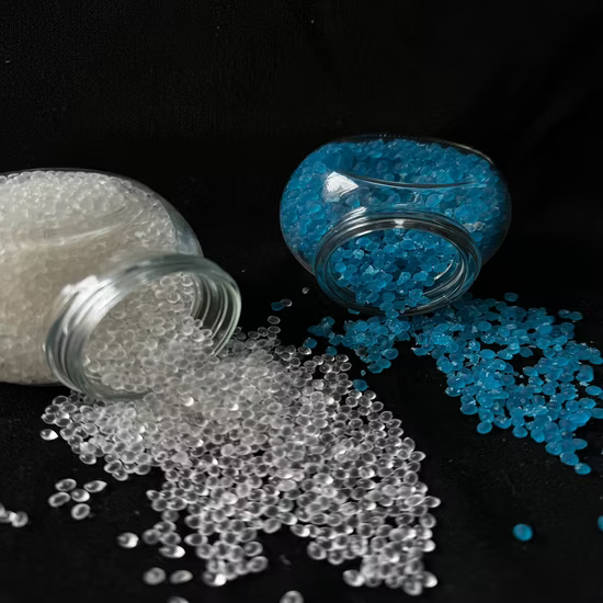 TPR and TPE granules shown as thermoplastic elastomer pellets for shoe sole and moulded applications