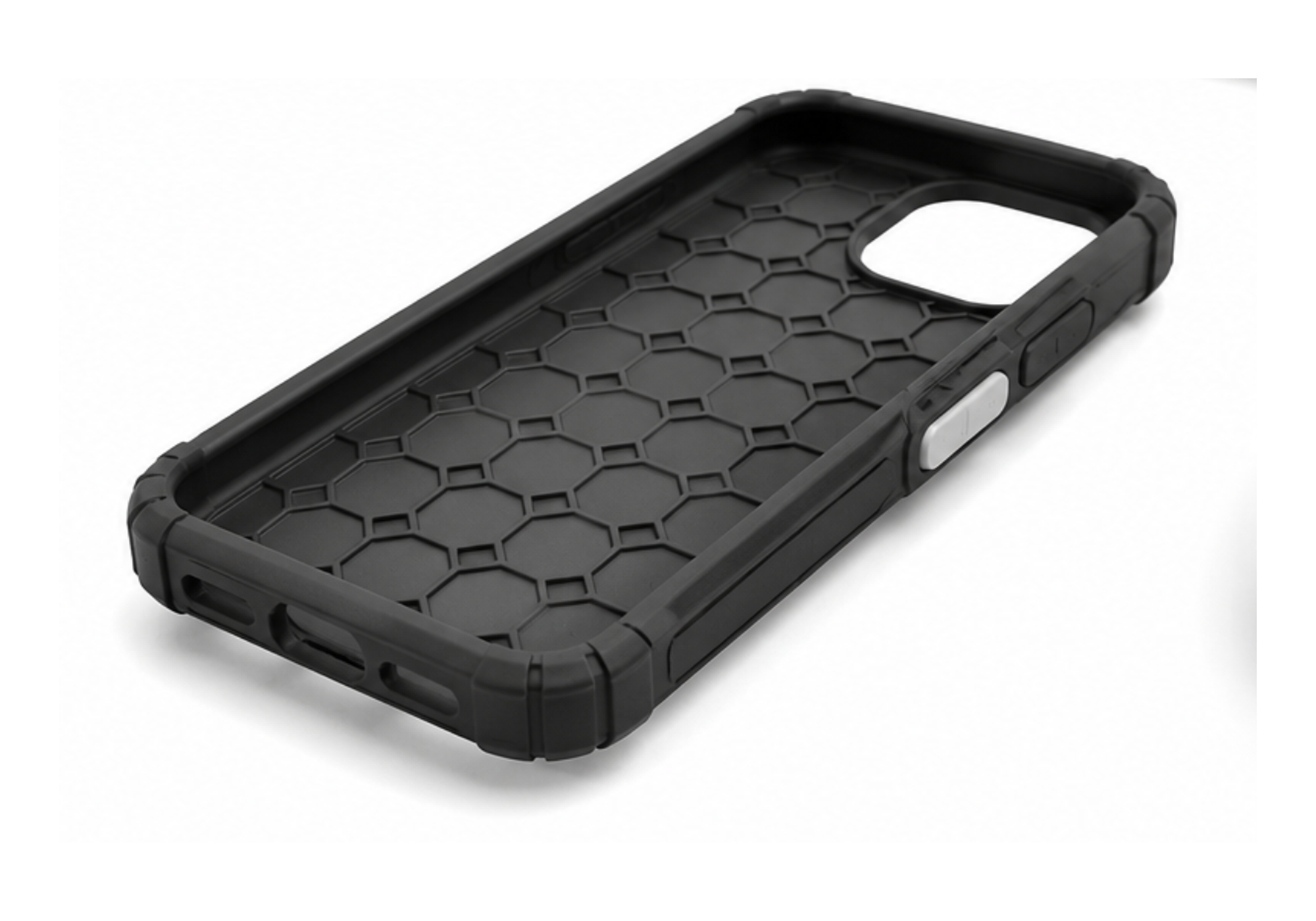 Rugged black phone case shown as a TPR and TPE moulded application